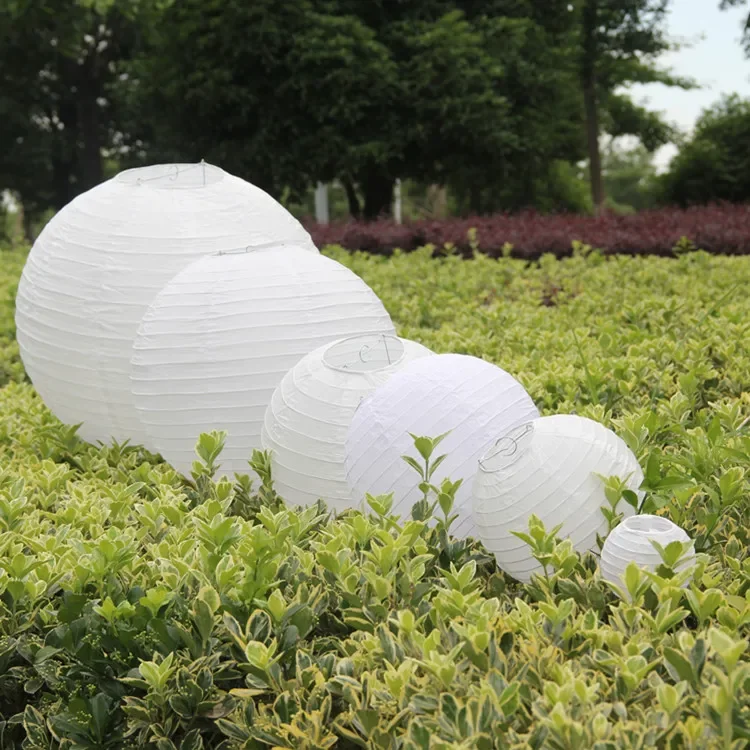 10/15/20/25/30/35/40cm White Hollow Round Paper Lantern Ball Festival Supplies Chinese Paper Lantern Wedding Party Decoration