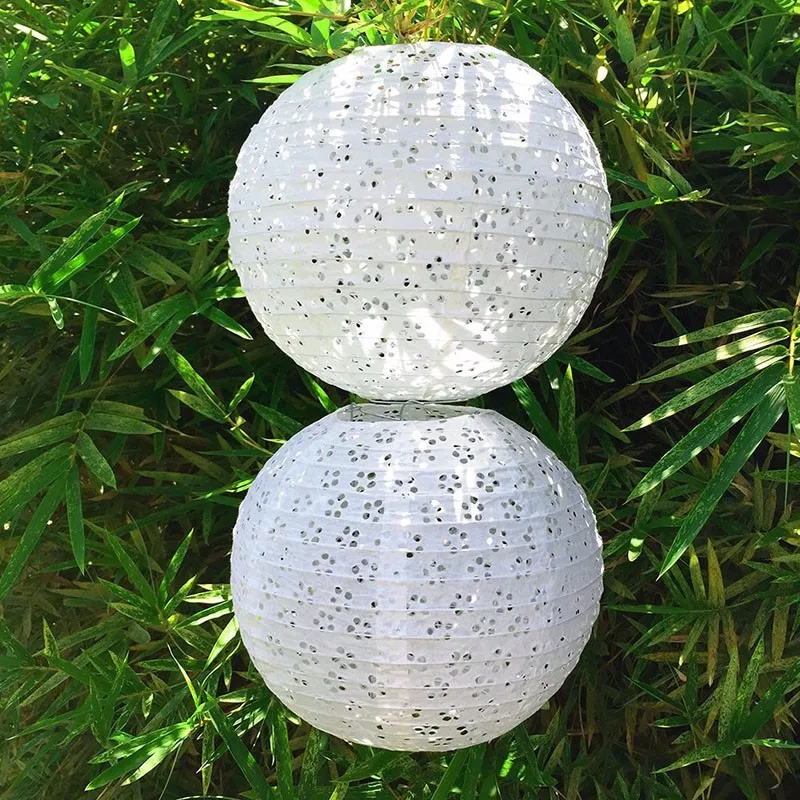 10/15/20/25/30/35/40cm White Hollow Round Paper Lantern Ball Festival Supplies Chinese Paper Lantern Wedding Party Decoration