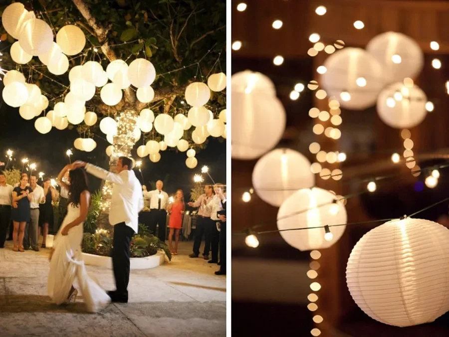 10/15/20/25/30/35/40cm White Hollow Round Paper Lantern Ball Festival Supplies Chinese Paper Lantern Wedding Party Decoration