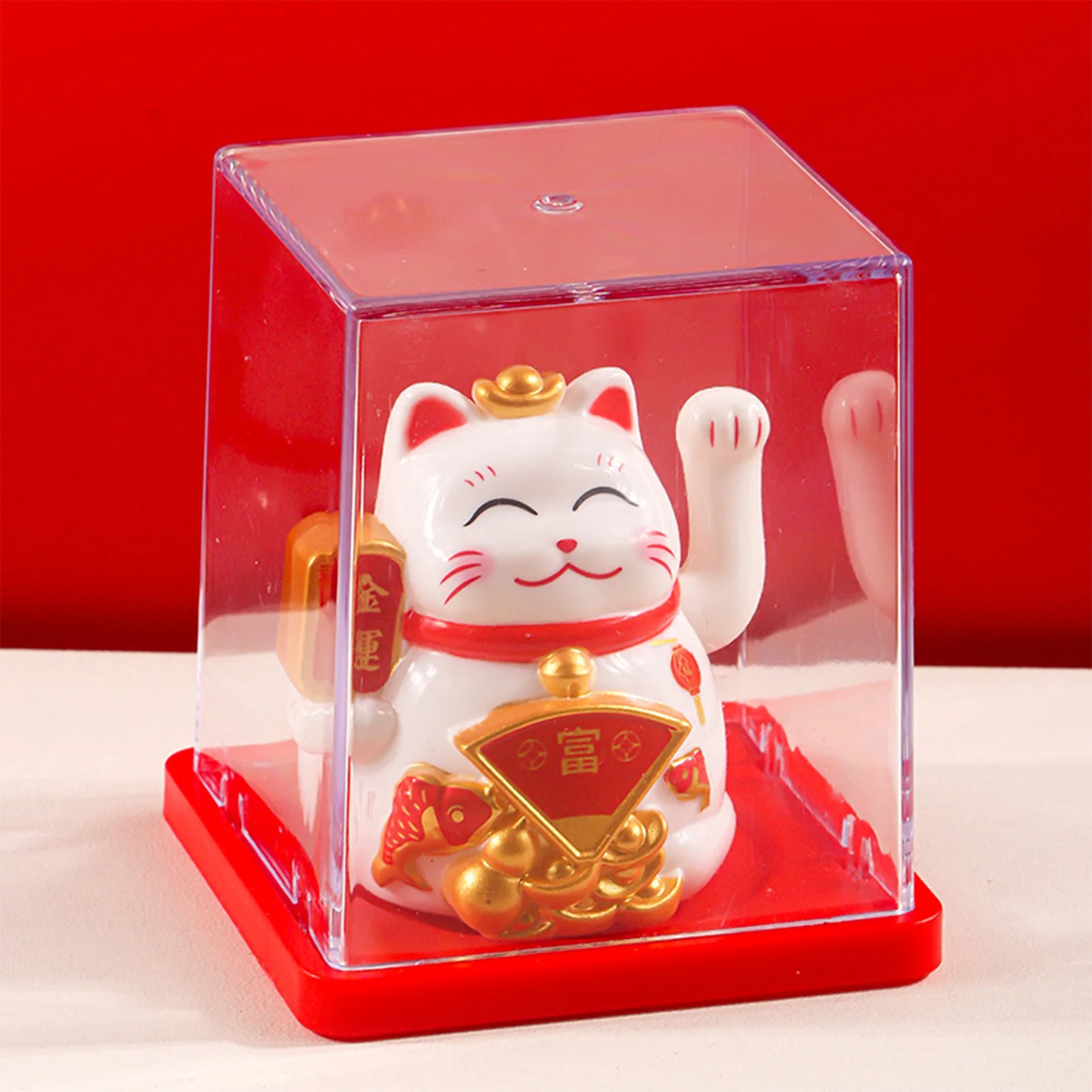 2inch Mini Lucky Cat Ornament Solar Powered Claws Movable Lucky Cat Decoration For Desk Table Counter Bring Fortune Ornaments