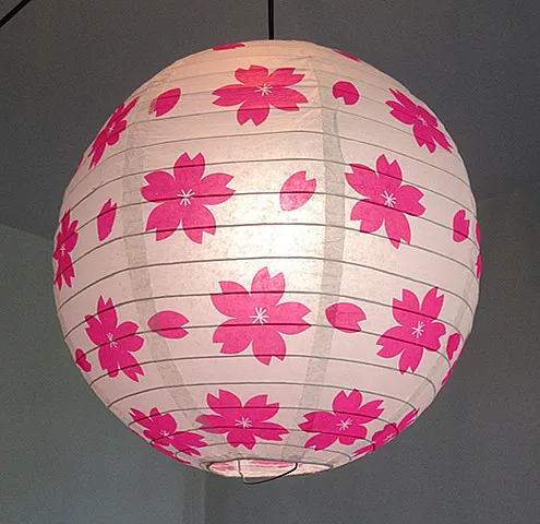 1pc 40cm 16" Plum Blossom Blue Porcelain Bamboo Printed Chinese Round Paper Lantern Wedding Xmas Party Decor Hanging Paper Ball