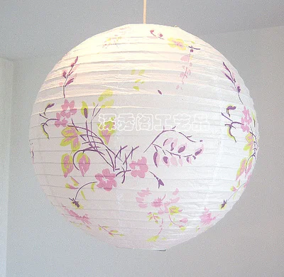 1pc 40cm 16" Plum Blossom Blue Porcelain Bamboo Printed Chinese Round Paper Lantern Wedding Xmas Party Decor Hanging Paper Ball