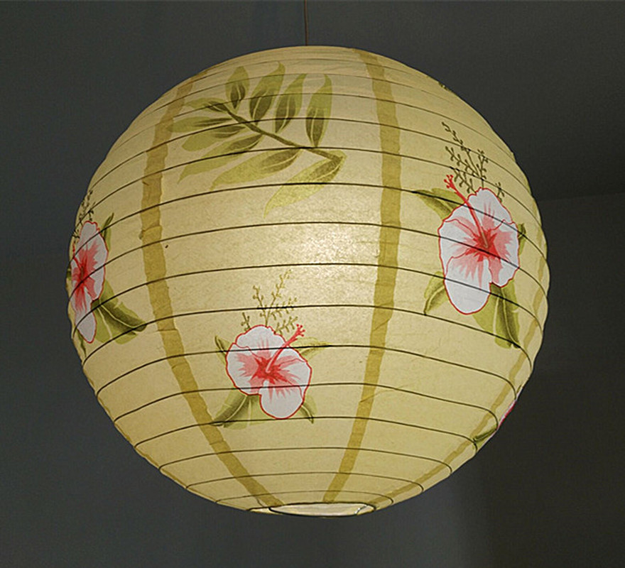 1pc 40cm 16" Plum Blossom Blue Porcelain Bamboo Printed Chinese Round Paper Lantern Wedding Xmas Party Decor Hanging Paper Ball