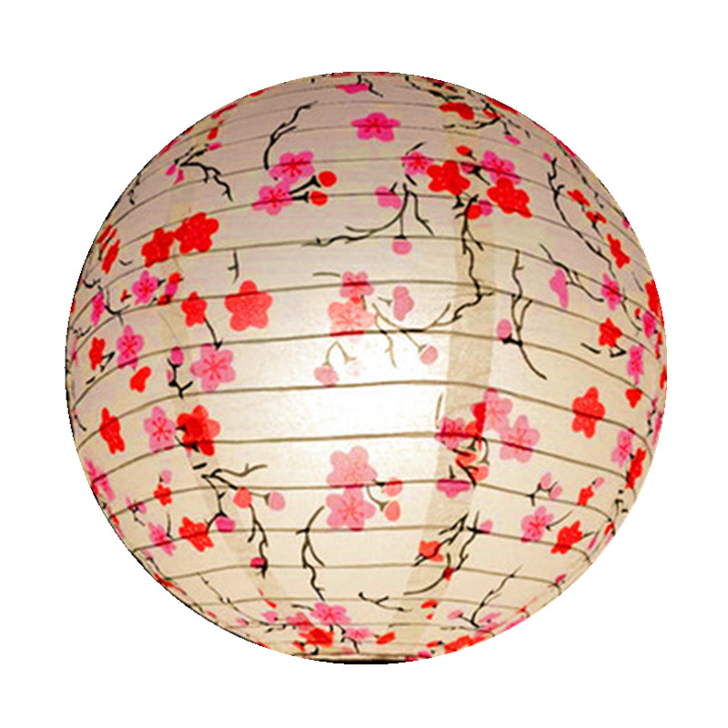 1pc 40cm 16" Plum Blossom Blue Porcelain Bamboo Printed Chinese Round Paper Lantern Wedding Xmas Party Decor Hanging Paper Ball