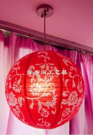 1pc 40cm 16" Plum Blossom Blue Porcelain Bamboo Printed Chinese Round Paper Lantern Wedding Xmas Party Decor Hanging Paper Ball