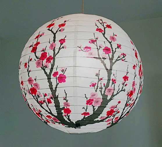 1pc 40cm 16" Plum Blossom Blue Porcelain Bamboo Printed Chinese Round Paper Lantern Wedding Xmas Party Decor Hanging Paper Ball