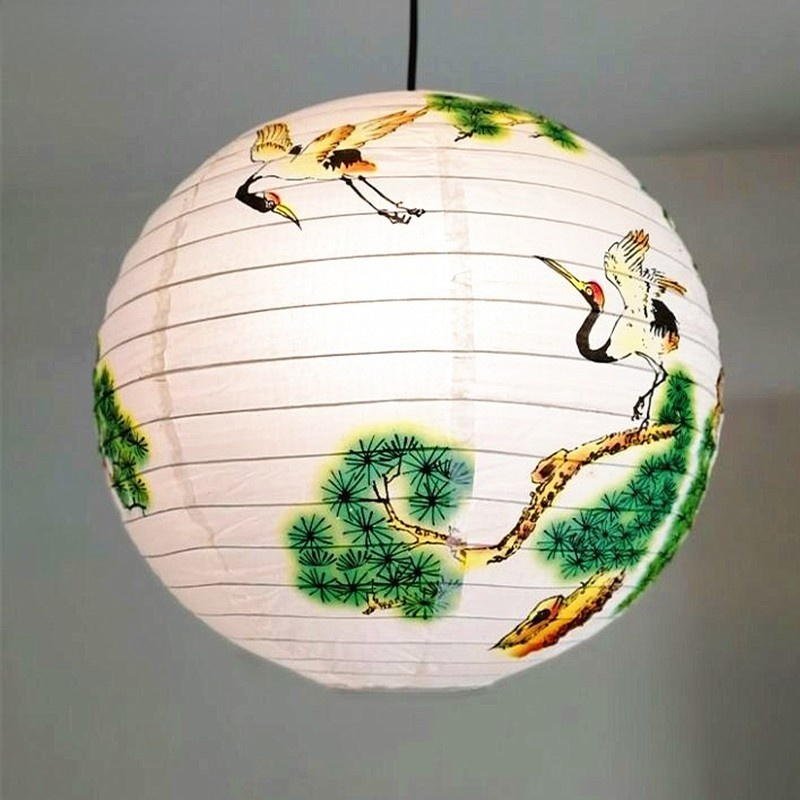 1pc 40cm 16" Plum Blossom Blue Porcelain Bamboo Printed Chinese Round Paper Lantern Wedding Xmas Party Decor Hanging Paper Ball