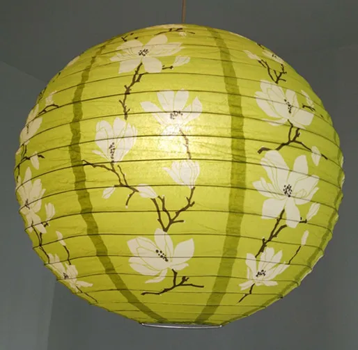 1pc 40cm 16" Plum Blossom Blue Porcelain Bamboo Printed Chinese Round Paper Lantern Wedding Xmas Party Decor Hanging Paper Ball