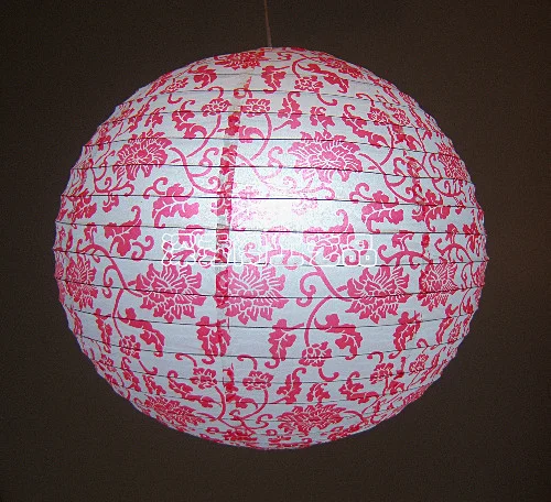 1pc 40cm 16" Plum Blossom Blue Porcelain Bamboo Printed Chinese Round Paper Lantern Wedding Xmas Party Decor Hanging Paper Ball