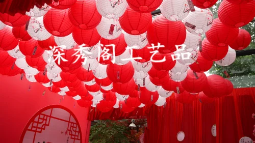 1pc 40cm 16" Plum Blossom Blue Porcelain Bamboo Printed Chinese Round Paper Lantern Wedding Xmas Party Decor Hanging Paper Ball