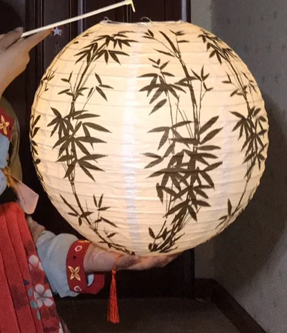 1pc 40cm 16" Plum Blossom Blue Porcelain Bamboo Printed Chinese Round Paper Lantern Wedding Xmas Party Decor Hanging Paper Ball
