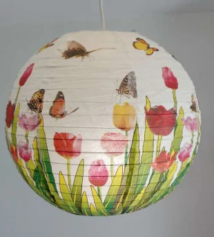 1pc 40cm 16" Plum Blossom Blue Porcelain Bamboo Printed Chinese Round Paper Lantern Wedding Xmas Party Decor Hanging Paper Ball