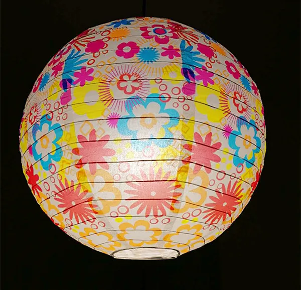 1pc 40cm 16" Plum Blossom Blue Porcelain Bamboo Printed Chinese Round Paper Lantern Wedding Xmas Party Decor Hanging Paper Ball