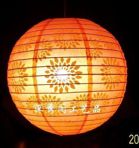 1pc 40cm 16" Plum Blossom Blue Porcelain Bamboo Printed Chinese Round Paper Lantern Wedding Xmas Party Decor Hanging Paper Ball