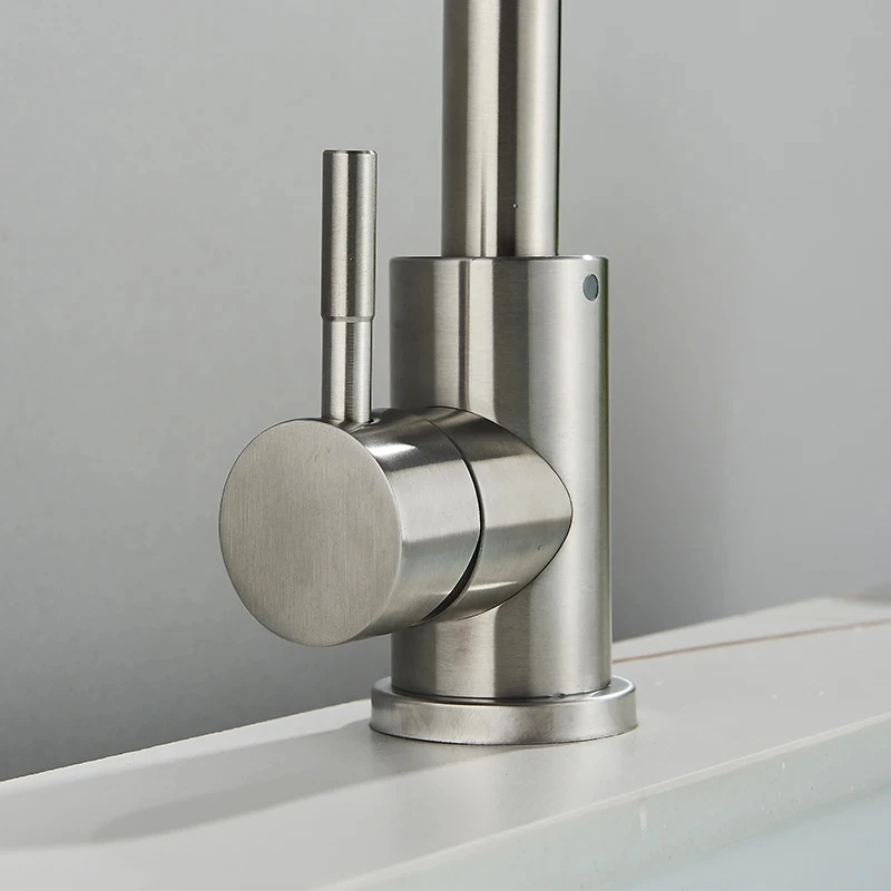 304 Stainless Steel Bathroom Basin Faucet Hot and Cold Wash Mixer Faucet 360 Rotating Sink Faucet Bathroom Single Handle Faucet