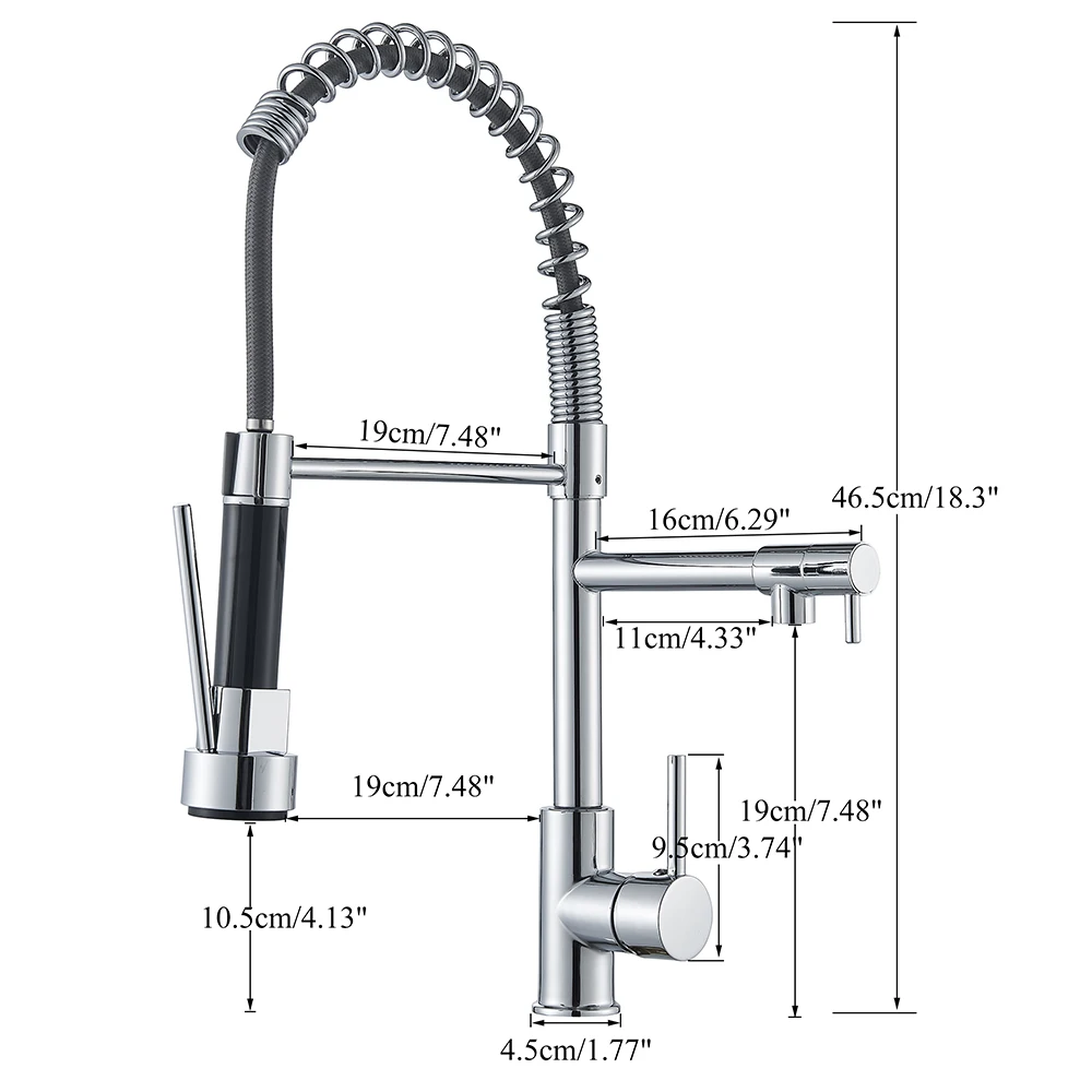 Chrome Kitchen Faucet Pull Down Kitchen Sink Crane Dual Swivel Spout Kitchen Mixer Tap Hot Cold Water Mixer Tap Deck Installatio