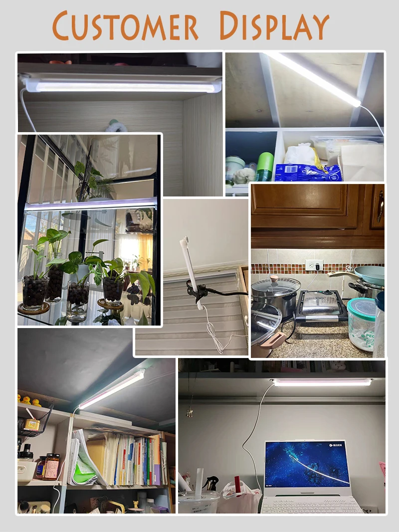 LED Light Under Cabinet Lights 5V2A USB Plug 3Colors Dimmable Magnetic LED Night Light Kitchen Bedroom Lighting 30/40/50cm Nigh