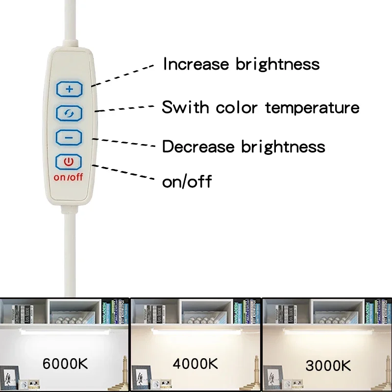 LED Light Under Cabinet Lights 5V2A USB Plug 3Colors Dimmable Magnetic LED Night Light Kitchen Bedroom Lighting 30/40/50cm Nigh