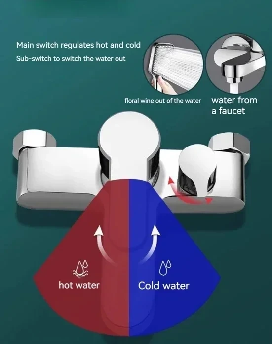 Bathroom Shower Faucet Mixing Valve Shower Shower Set Bathtub Mixing Switch Triple Hot and Cold Faucet Shower Faucet