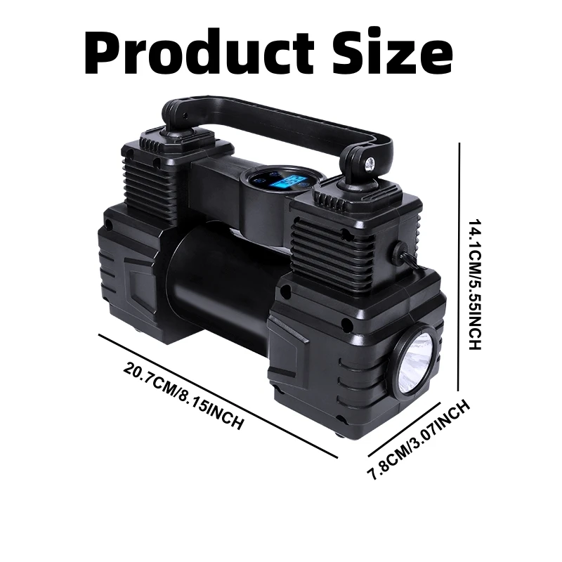 Tire Inflator Portable Air Compressor for Car Tires, 12V DC Auto Tire Pump with Digital Pressure Gauge, Emergency LED Light