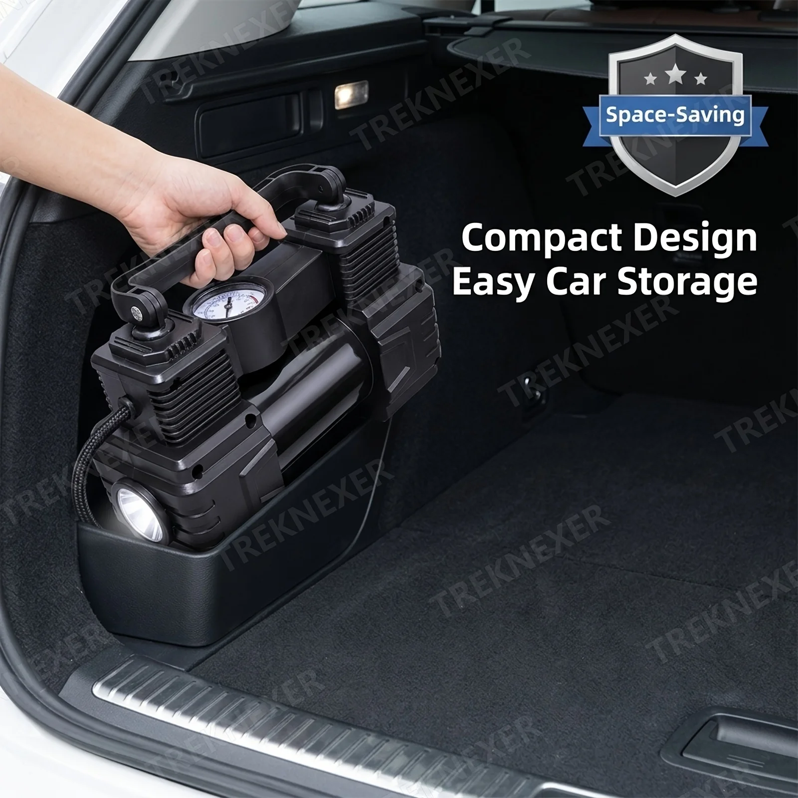Tire Inflator Portable Air Compressor for Car Tires, 12V DC Auto Tire Pump with Digital Pressure Gauge, Emergency LED Light