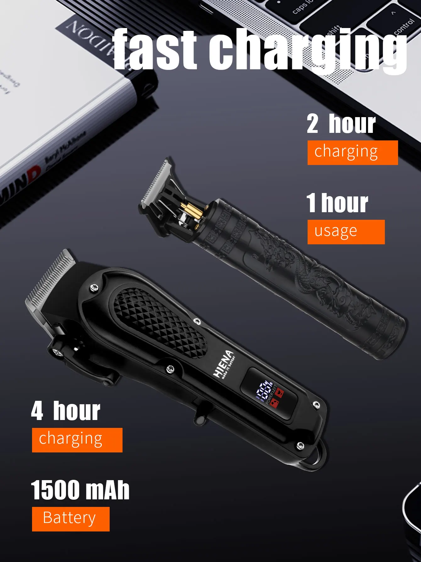 Hiena 212 Professional Hair Cutter Mans Hair Clipper Set Metal Electric Cordless Hair Trimmer for Barber LCD Display Hair Cutt