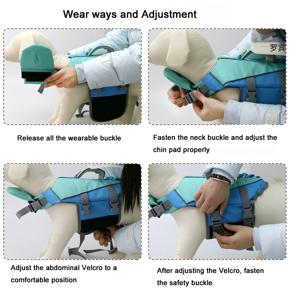 Dogs Life Jackets Pets Life Vest with Removable Neck Float Buoyancy for Cats Dog Swimming Boating Ripstop Pets Safety Swimsuit