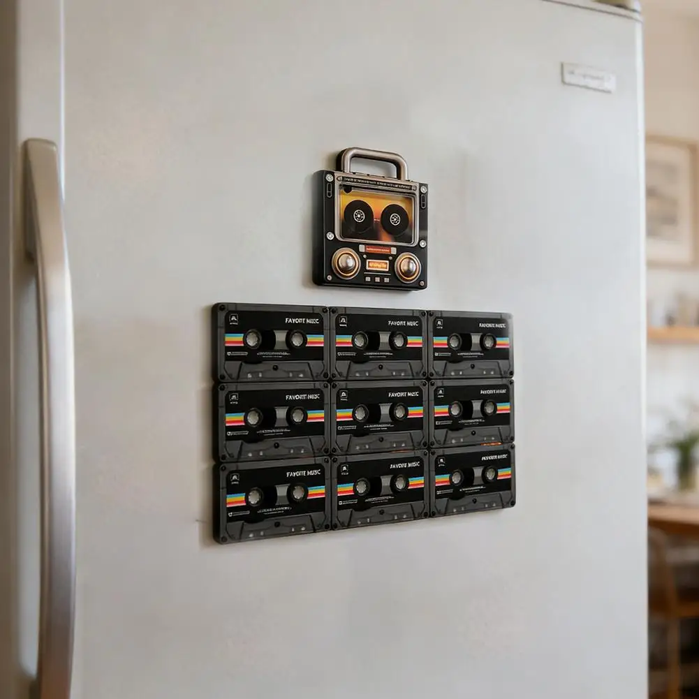 NFC Tape-Shaped Magnetic Music Fridge Magnet NFC-Activated Automatic Song Playback Acrylic Decorative Home Refrigerator Magnet