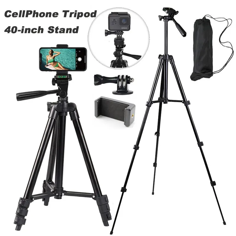 NA-3120 Phone Tripod Stand 40inch Universal Photography for Gopro iPhone Samsung Xiaomi Huawei iPhone Aluminum Travel Tripode