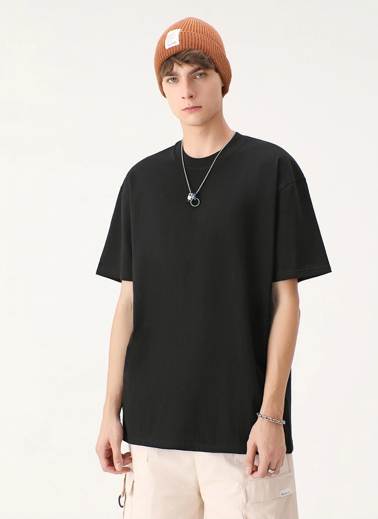 Oversize Men T Shirts 230 GSM Heavy Pure Cotton 2026 Brand New High Street Mens T-Shirt Casual Drop-Shoulder Man T-Shirt Hip Hop
