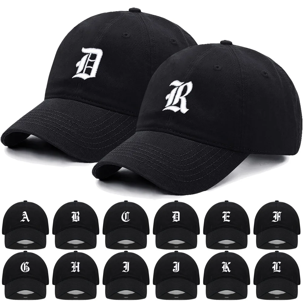 Old English Letter A-Z Embroider Baseball Cap For Men Womne High Quality Soft Cotton Fashion Team Sport Visors Snapback Caps