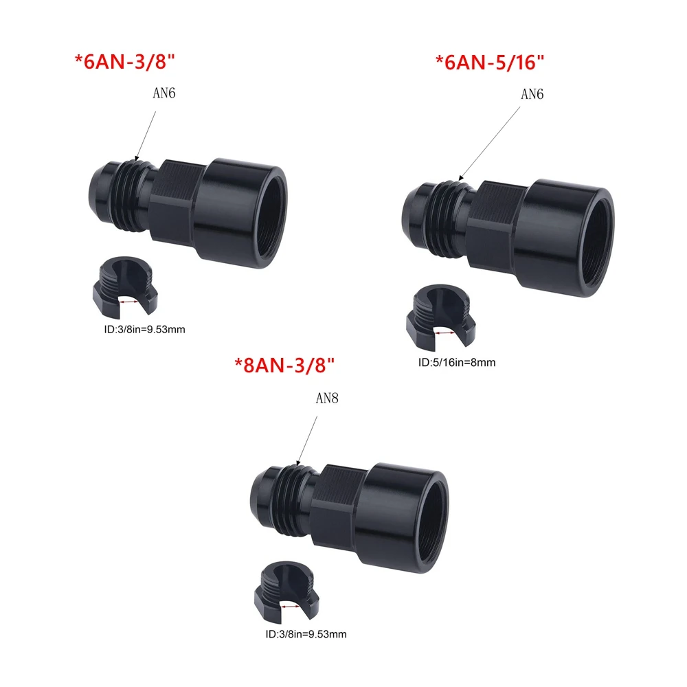Quick Connect 6AN/8AN AN6/AN8 AN-6/AN-8 Male To 3/8" ,5/16" Quick Disconnect Male Push On EFI Fitting Adapter Aluminum