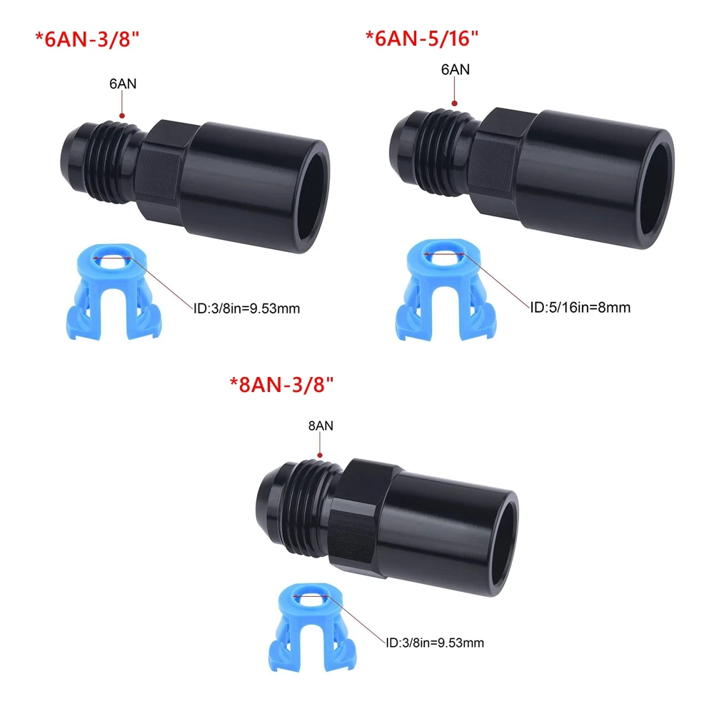 Quick Connect 6AN/8AN AN6/AN8 AN-6/AN-8 Male To 3/8" ,5/16" Quick Disconnect Male Push On EFI Fitting Adapter Aluminum