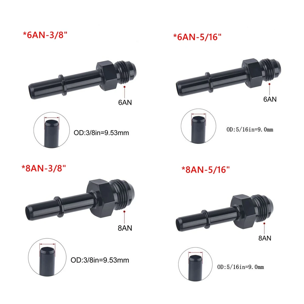 Quick Connect 6AN/8AN AN6/AN8 AN-6/AN-8 Male To 3/8" ,5/16" Quick Disconnect Male Push On EFI Fitting Adapter Aluminum