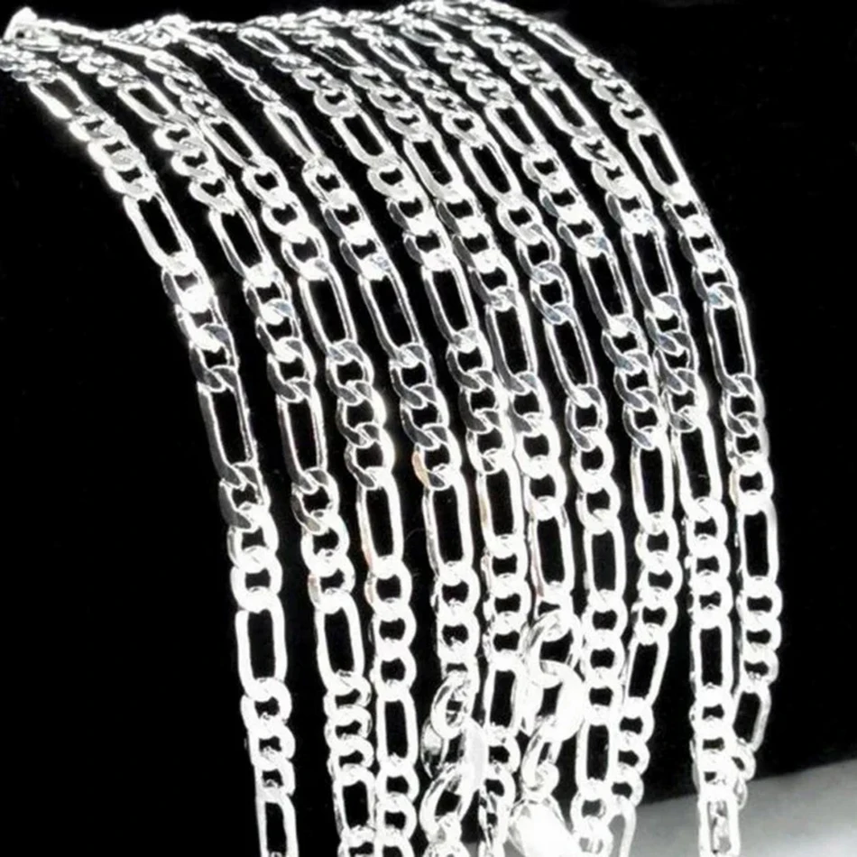 Exquisite Fashion 18K Gold Filled Necklace For Women Men Size 16-30 Inch Jewelry 4mm Figaro Chain Necklaces Wholesale