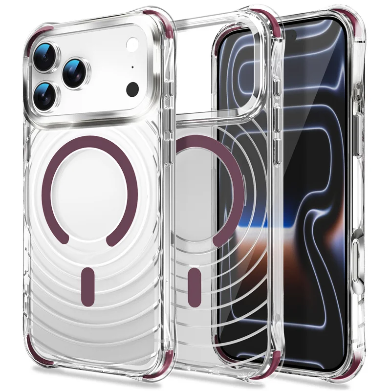 For Magsafe Magnetic Wireless Charge Cover For iPhone 18 17 Pro Max iPhone 18Pro Case Luxury Clear Transparent Shockproof Fundas