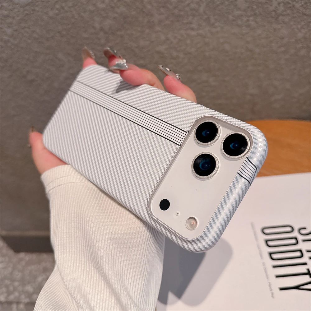 Kevlar Carbon Fibre PC Hard Case for iPhone 18 17 Air 16 Pro Max 15 14 Plus 13 12 11 Shockproof Camera Bumper Ultra Thin Cover