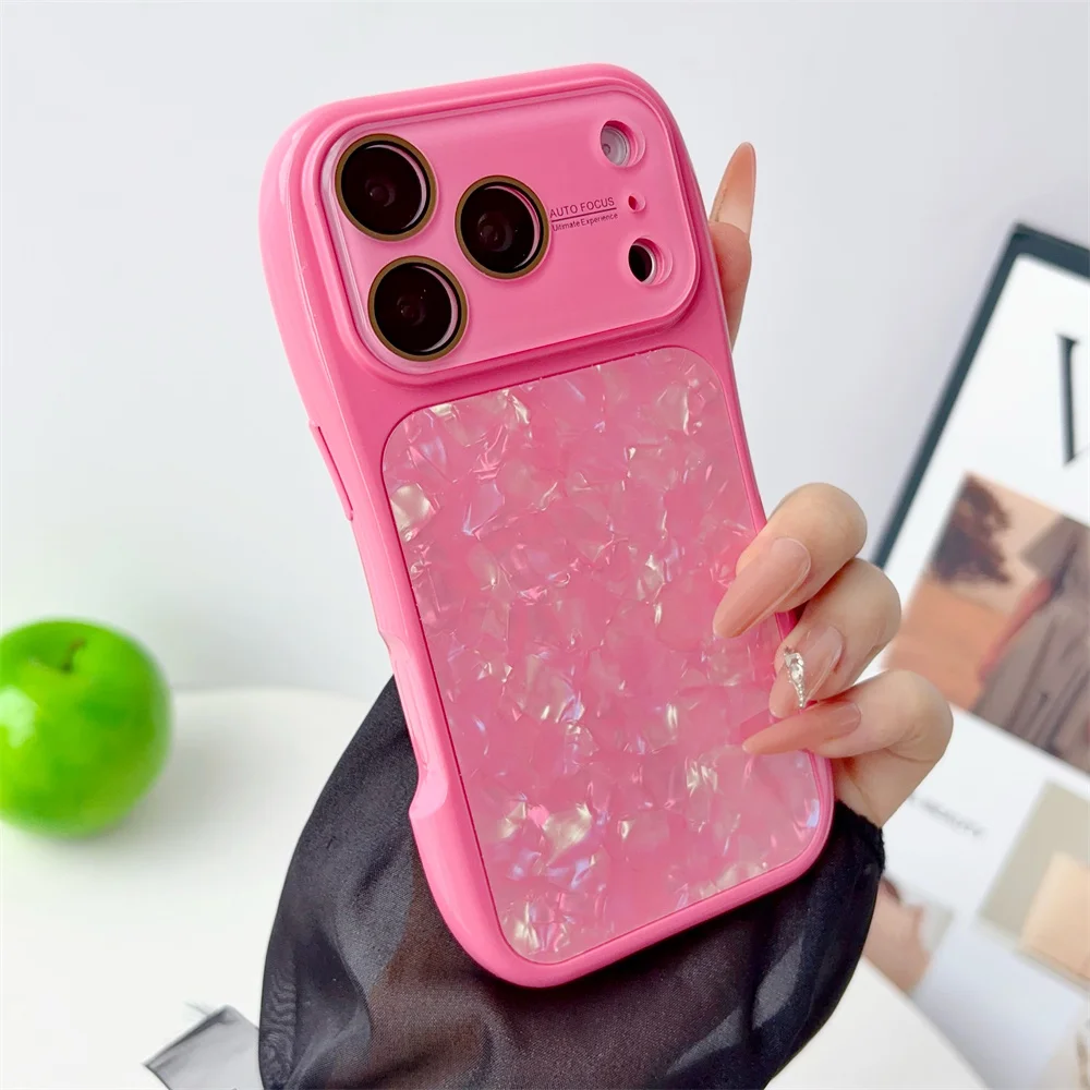 Colorful Shell Pattern Glitter Phone Case For iPhone 18 17 16 15 14 13 Pro Max Shockproof Cover with Camera Control Slide Button