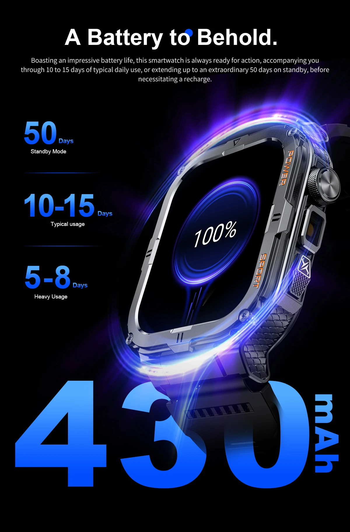 2026 New Men's Outdoor Fitness Smart Watch with Flashlight Multi-Functional Reminder 3D Dynamic Dial Sports Trajectory Tracker