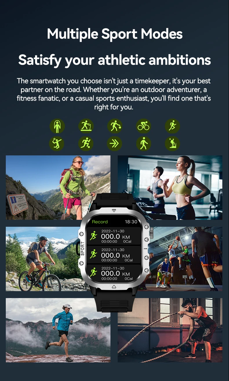 LAXASFIT 2025 New Military Smart Watch Men Outdoor Sports Fitness Tracker Health Monitoring 2.01Inch Bluetooth Calls Smartwatch