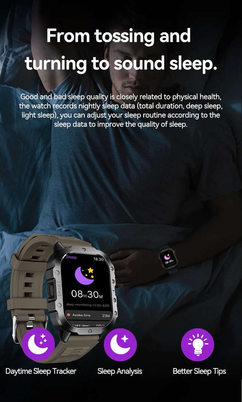 LAXASFIT 2025 New Military Smart Watch Men Outdoor Sports Fitness Tracker Health Monitoring 2.01Inch Bluetooth Calls Smartwatch