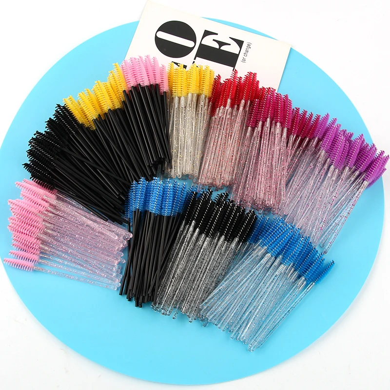 New 5/25/50Pcs Wholesale Crystal Eyelashes Brush Applicator Eyelash Brushes Plastic Mascara Wand Lashes Extension Makeup Beauty