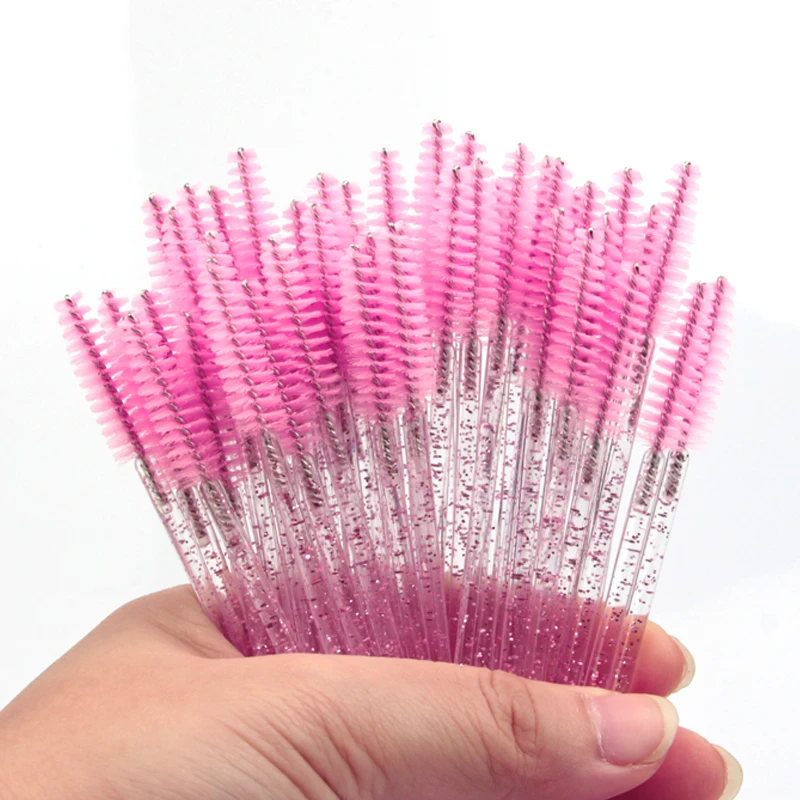 New 5/25/50Pcs Wholesale Crystal Eyelashes Brush Applicator Eyelash Brushes Plastic Mascara Wand Lashes Extension Makeup Beauty