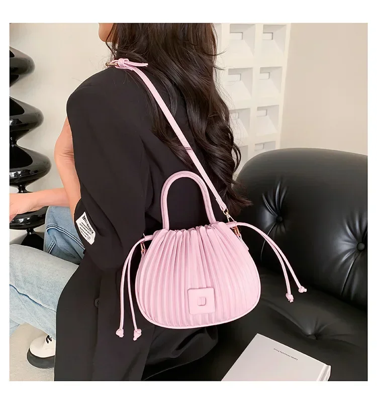 Fashion Brand Design Crossbody Bag for Women 2024 Luxury Vintage Shoulder Handbags Female Tote bags Casual PU Leather Bucket 가방