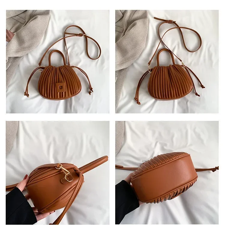 Fashion Brand Design Crossbody Bag for Women 2024 Luxury Vintage Shoulder Handbags Female Tote bags Casual PU Leather Bucket 가방
