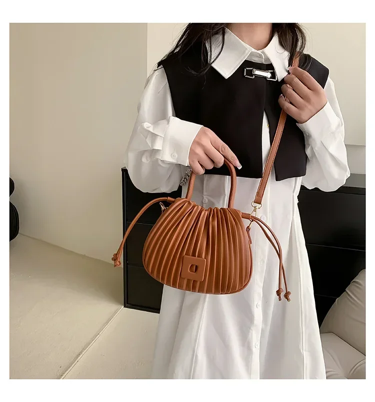 Fashion Brand Design Crossbody Bag for Women 2024 Luxury Vintage Shoulder Handbags Female Tote bags Casual PU Leather Bucket 가방
