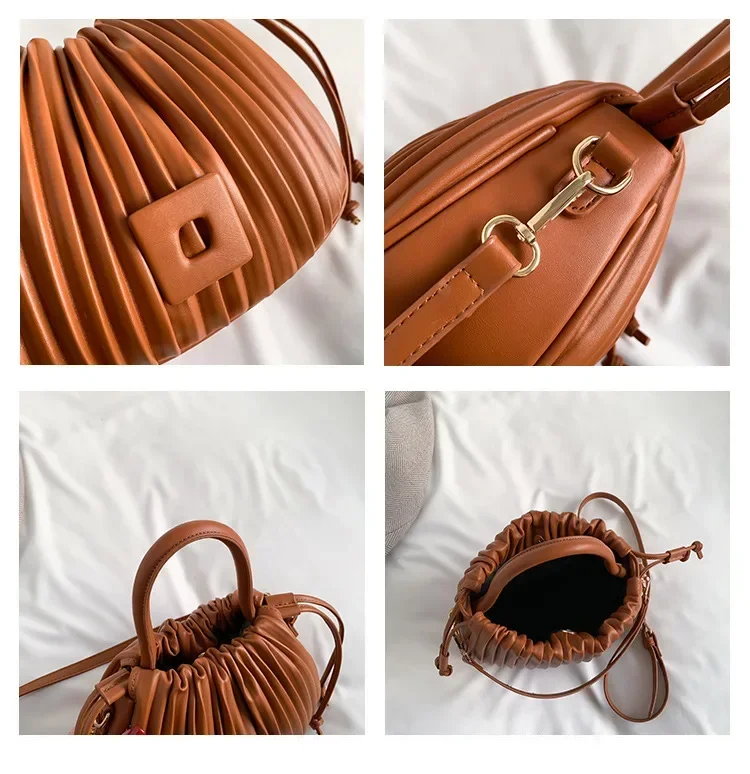 Fashion Brand Design Crossbody Bag for Women 2024 Luxury Vintage Shoulder Handbags Female Tote bags Casual PU Leather Bucket 가방