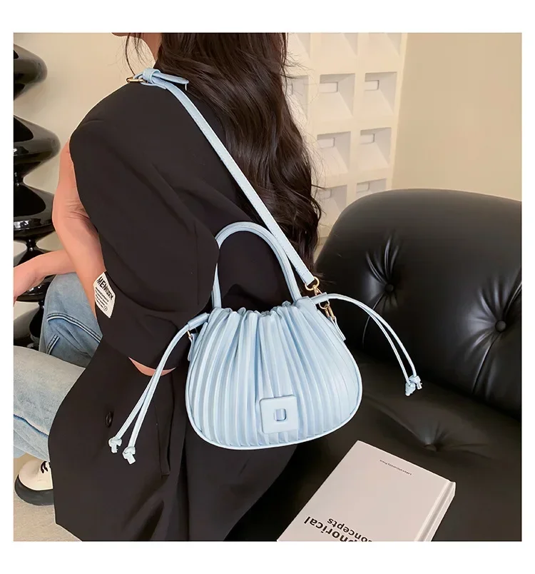 Fashion Brand Design Crossbody Bag for Women 2024 Luxury Vintage Shoulder Handbags Female Tote bags Casual PU Leather Bucket 가방