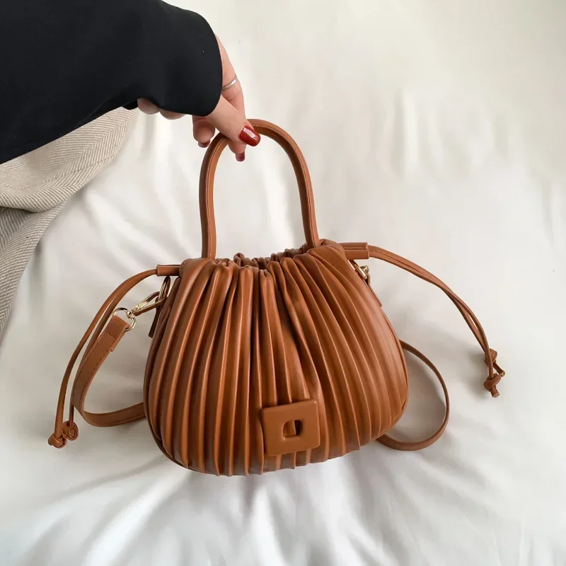 Fashion Brand Design Crossbody Bag for Women 2024 Luxury Vintage Shoulder Handbags Female Tote bags Casual PU Leather Bucket 가방