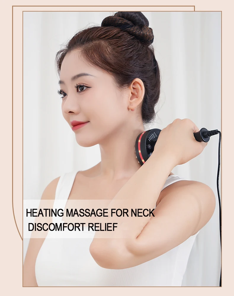 Electric Meridian Massage Brush Portable Warm Body Massager for Neck Shoulder Back Legs and Abdomen